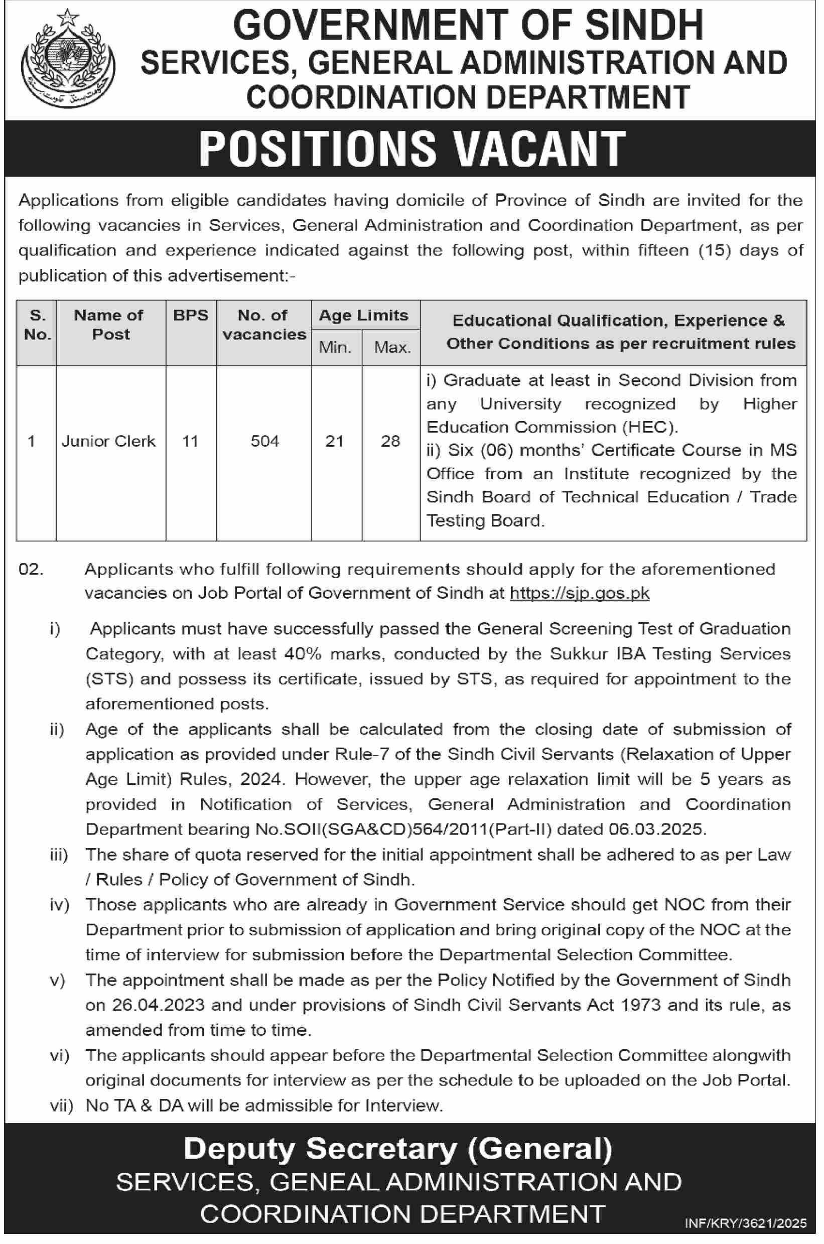 Services, General Administration & Coordination Department Jobs